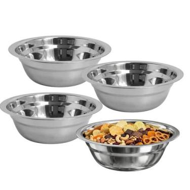 Imagem de Kit 4 Bowl Tigela Aço Inox Brilhante Mixing Bacia Funda 14cm - CLICK H