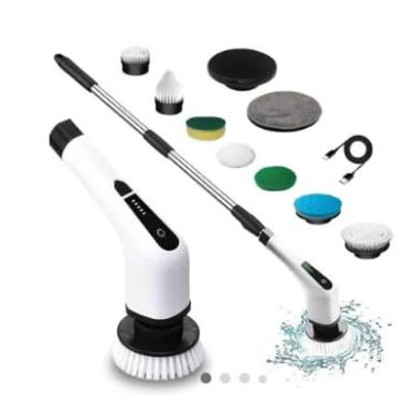 Imagem de Esfregão Elétrico Giratório 9 em 1 Escova Rotativa MOP para Limpeza Sem Fio Multiuso Portátil Recarregável com Cabo Ajustável Limpa Banheiro Chão Cozinha Azulejo Piso