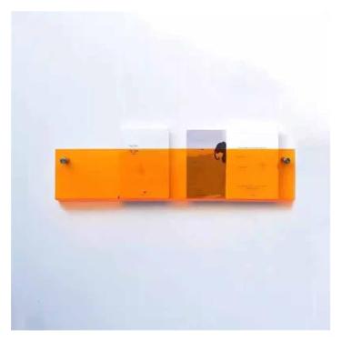 Imagem de Estante flutuante de acrílico, estante infantil montada na parede, quarto infantil, quarto, sala de estar (cor: laranja, tamanho: 100 cm/39,4 pol.)