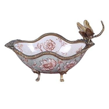 Imagem de Pratos de frutas decoração retrô cerâmica prato de frutas criativo mesa varanda armazenamento chave acessórios decoração lanches bandeja de doces fruteira pratos de frutas/prato de frutas (cor: D) (D)