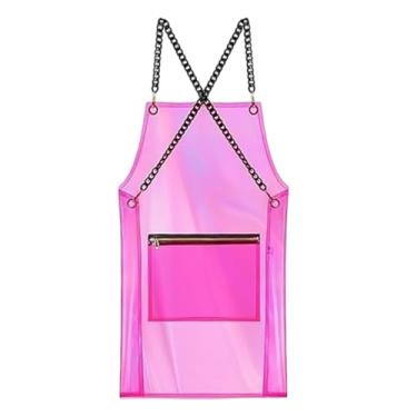 Imagem de predolo de cabeleireiro com bolso com zíper, 80 cm, costas cruzadas e ajuste regulável, ideal para trabalho em cafeterias, confeitarias, salões de, Rosa Vermelha