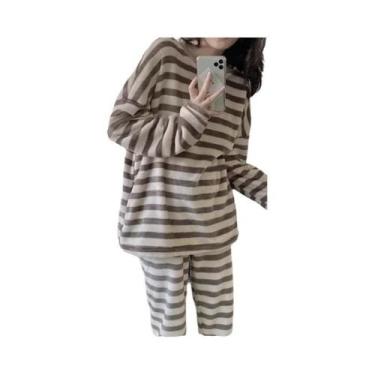 Imagem de Pijamas De Flanela Grossa E Quente Para Mulheres Em Tamanho Grande, Co