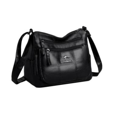 Imagem de Bolsa Transversal Feminina De Grande Capacidade Em Couro PU Com Múltip