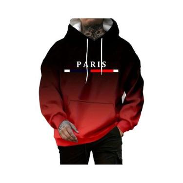 Imagem de Moletom Masculino Casual Com Capuz E Estampa 3D De Letras, Macio E Con