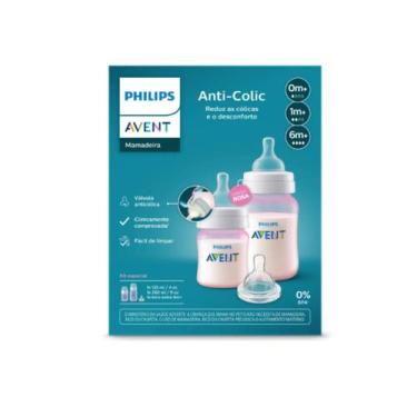 Imagem de Kit 2 Mamadeira Avent Clássica Anticolica Rosa 125 e 260ml Bico N4 - P