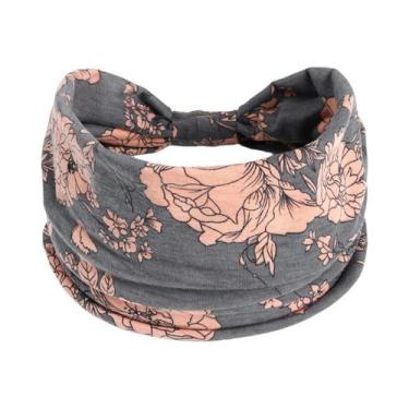 Imagem de Faixa De Cabelo Larga Boho Elástica Antiderrapante Para Esportes, Corr