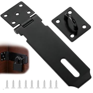 Imagem de Ferrolho de cadeado de ângulo reto de 90 graus, trava de aço inoxidável 304 com parafusos para armário de portão de porta (preto)