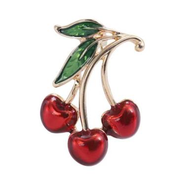 Imagem de Broches De Cereja Com Strass Unissex Para Mulheres, Pins De Frutas Em 