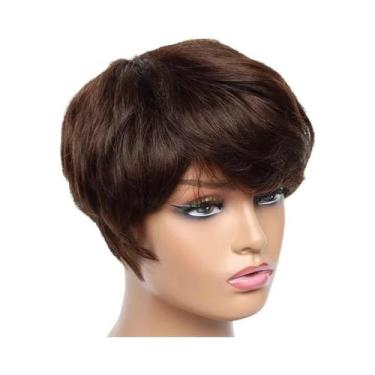 Imagem de Peruca De Cabelo Humano Curta Estilo Pixie Para Mulheres, Peruca Brasi