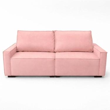 Imagem de Sofá 2 Metros Contemporâneo Sala Estar Luxo Moderno Suede Cor:rosa