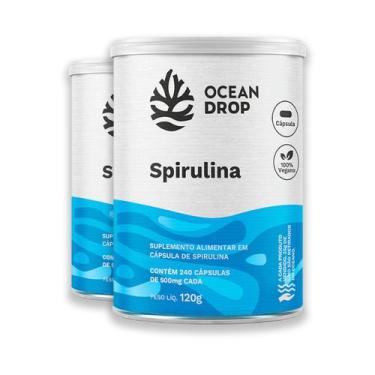 Imagem de Kit 2 Spirulina 520mg Ocean Drop Vegana 240 Cápsulas