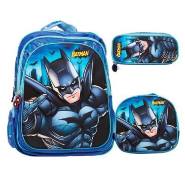 Imagem de Kit Mochila Escolar Estampa Infantil Super Herói Espaçosa - Plike