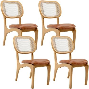 Imagem de Kit 4 Cadeiras Para Sala De Jantar Estofada E Tela Mariah L02 Couríssimo Camel