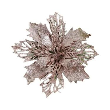 Imagem de Pingente De Flor Artificial Com Glitter Para Árvore De Natal 11cm 510 