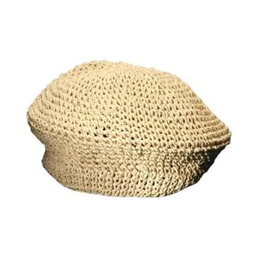 Imagem de Chapéu Beret De Palha Raffia Feminino Para O Verão, Estilo Francês Ele