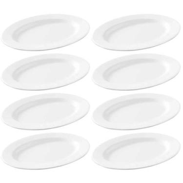 Imagem de 8 Bandejas para Servir Melamina Branca 20x14cm Buffet Travessa Saladas