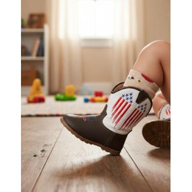 Imagem de Botinha Texana Infantil Bebê Sapatinho Country Macio + Meias - FARMFUN