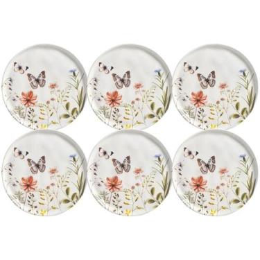 Imagem de Conjunto 6 Pratos para Sobremesa de Cerâmica Branca Estampad - Porto B