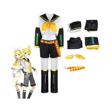 Imagem de Fantasia De Cosplay Vocaloid Rin Len Amarela, Uniforme De Marinheiro P