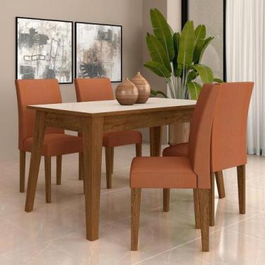 Imagem de Mesa 1,36 Com 4 Cadeiras Minnesota Freijó/Off Preto/Terracota - Móveis