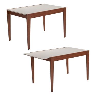 Imagem de Mesa Extensível Sala De Jantar Retangular Mdf - Imbuia-offwhite Sem Vidro 120x80