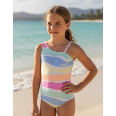 Imagem de Maio Infantil Feminino Alça Trançada Proteção Solar Listra