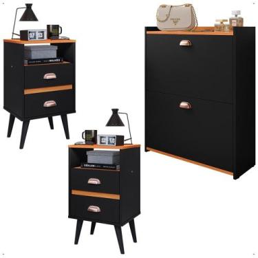 Imagem de Kit Casa Completa Mesa Cabeceira Lateral Cama Sapateira Compacta Organ