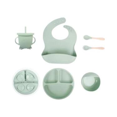Imagem de Conjunto de refeições infantis de silicone, talheres bebê treinamento,