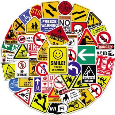 Imagem de Pacote de adesivos: 50 unidades, sinais de alerta, slogans, anime, imp