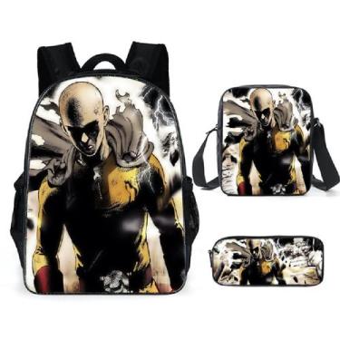 Imagem de Conjunto de mochilas de 3 peças Ones Punchs Mans Saitamas Cartoon Kids