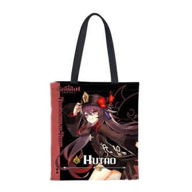 Imagem de Sacola de lona Genshin Impact Hutao Anime Fans, presente de 33 x 37 cm