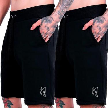 Imagem de Kit 2 Bermudas Moletom Grande Calção Plus Size Academia Casual Tamanho:G3;Gênero:Masculino;Cor:-Masculino