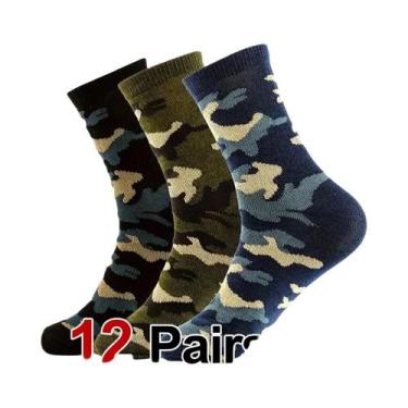 Imagem de Meias Masculinas Camufladas De Cano Médio 3/12 Pares Respiráveis, Anti