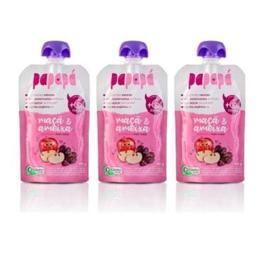 Imagem de Kit 3 Papinha Papapá Orgânica Maçã Ameixa 300g
