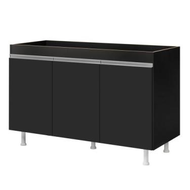 Imagem de Balcão Buffet Gabinete de Cozinha Lux 119cm 100% MDF Sem Tampo 03 Port