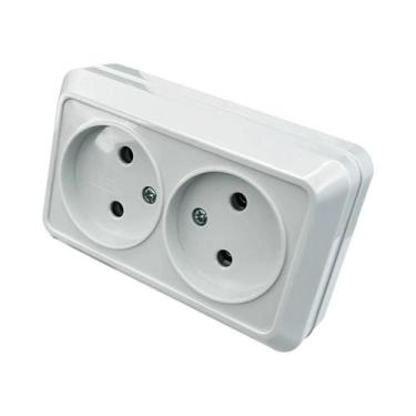 Imagem de Interruptor De Botão De Plástico Vintage Branco Para Montagem Em Pared