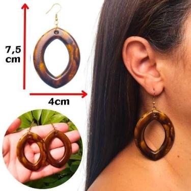 Imagem de Par de Brincos em resina plástica estilo vintage envernizado feminino 