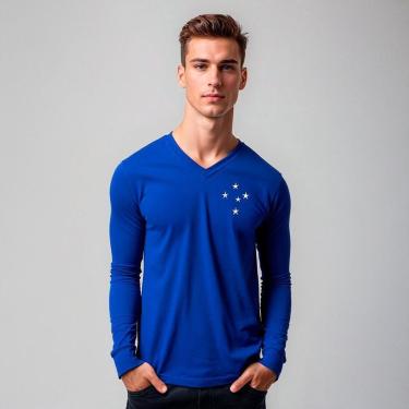 Imagem de Camisa Cruzeiro Retrô 1976 Manga Longa Masculina-Masculino