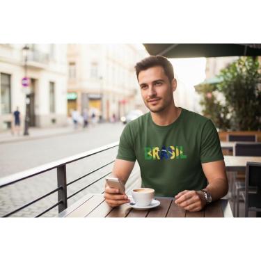 Imagem de Camiseta Casual Masculina Estampada Brasil Copa 2026 Malha Algodão do P ao G1-Masculino