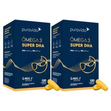 Imagem de 2x Ômega 3 Super Dha Concentrado 120 Cápsulas Pura Vida - Puravida
