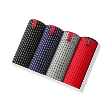 Imagem de Cuecas Boxer Listradas De Algodão Para Homens Tamanho plus 6XL, 4 Peça