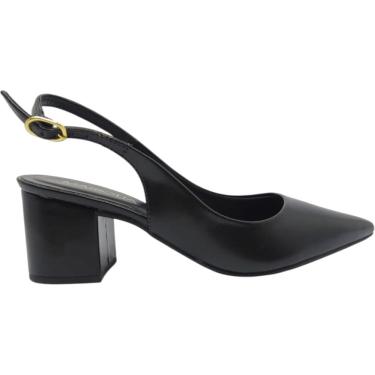 Imagem de Sapato Feminino Scarpin Casual Social Dia a Dia Passeio Trabalho Bico Fino Salto Grosso Médio Conforto Mariotta 20663-01