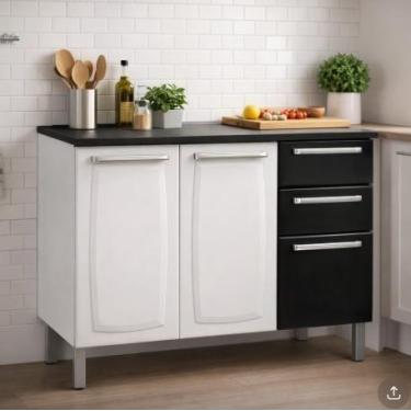 Imagem de Balcão de Cozinha em Aço 3 Pts 2Gav Branco Luce - Itatiaia