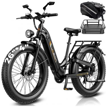 Imagem de Bicicleta elétrica Jasion Thunder PRO ST preto obsidian pneus 26x4 motor 1200W nominal 2000W pico bateria 52V 20Ah 1040Wh suspensão total 7
