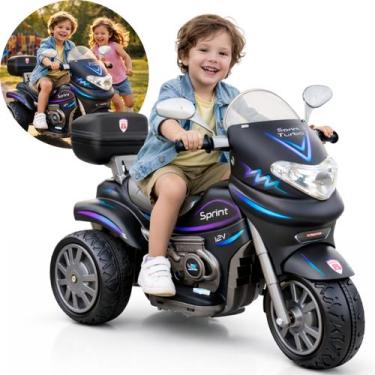 Imagem de Moto Elétrica Infantil Passeio Triciclo Rosa Menina 12v Com Capacete S