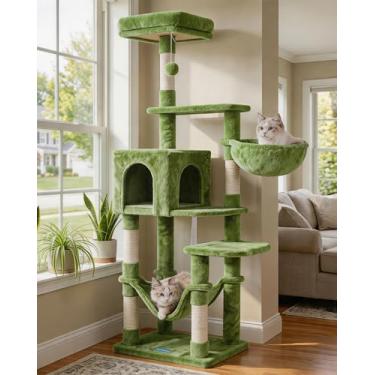 Imagem de Hey-brother Árvore para gatos com rede grande, torre de vários níveis para gatos intern...
