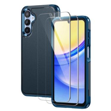 Imagem de Capa Lanhiem para Samsung Galaxy A15 com 2 vidros temperados azul mari