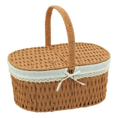 Imagem de CESTA PIQUENIQUE FIBRA 38x40x19cm NATURAL DECORATIVA ORGANIZADOR