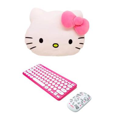 Imagem de COMP Kit Almofada Formato Huggy Hello Kitty + Kit Teclado e Mouse Sem 