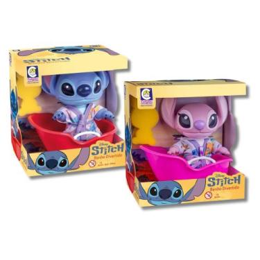 Imagem de Kit Brinquedos Banho Divertido Stitch e Angel Cotiplás com Acessórios